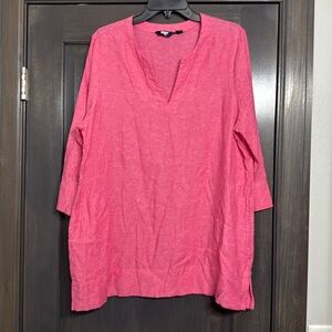 Lands End pink linen‎ tunic shirt size L
